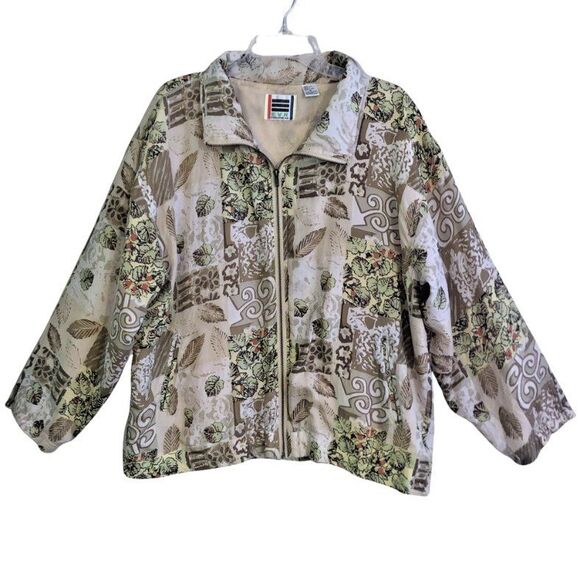 EVR Rousso Silk Bomber Jacket Womens Size XL VTG 90s Patchwork Windbreaker - Picture 2 of 15